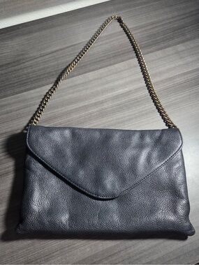 J Crew Leather Chain-Handle Shoulder Bag - Black